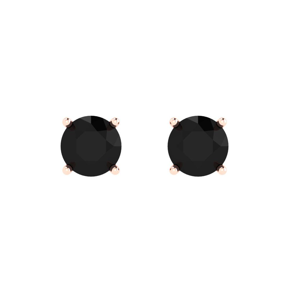 2 ctw Onyx Studs Earrings | 6.5mm Round Cut White Gold Push Back | July Birthstone