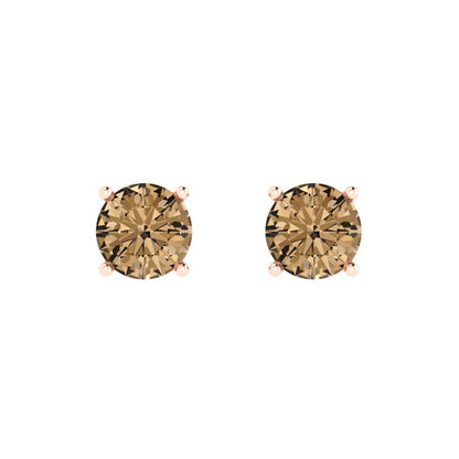 2cttw Round Cut Simulated Champagne Diamond Gold-Plated 925 Silver Push Back Stud Earrings