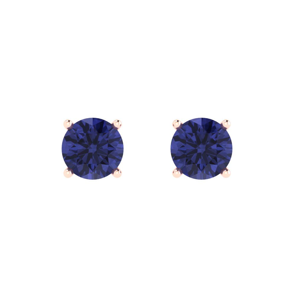 2 ctw Tanzanite Studs Earrings | 6.5mm Round Cut White Gold Push Back | December Birthstone