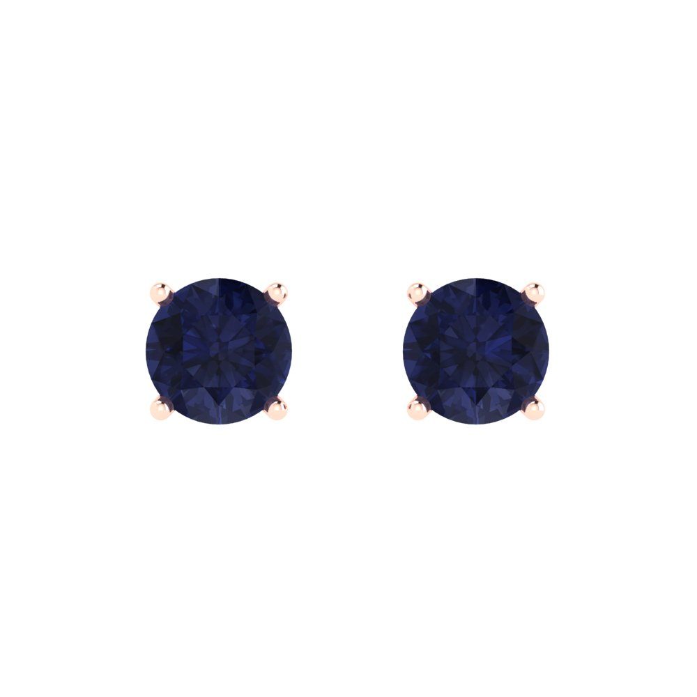 2cttw Round Cut Simulated Blue Sapphire Gold-Plated 925 Silver Push Back Stud Earrings