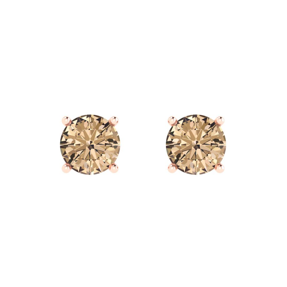 2 ctw Yellow Moissanite Studs Earrings | 6.5mm Round Cut White Gold Push Back | April Birthstone
