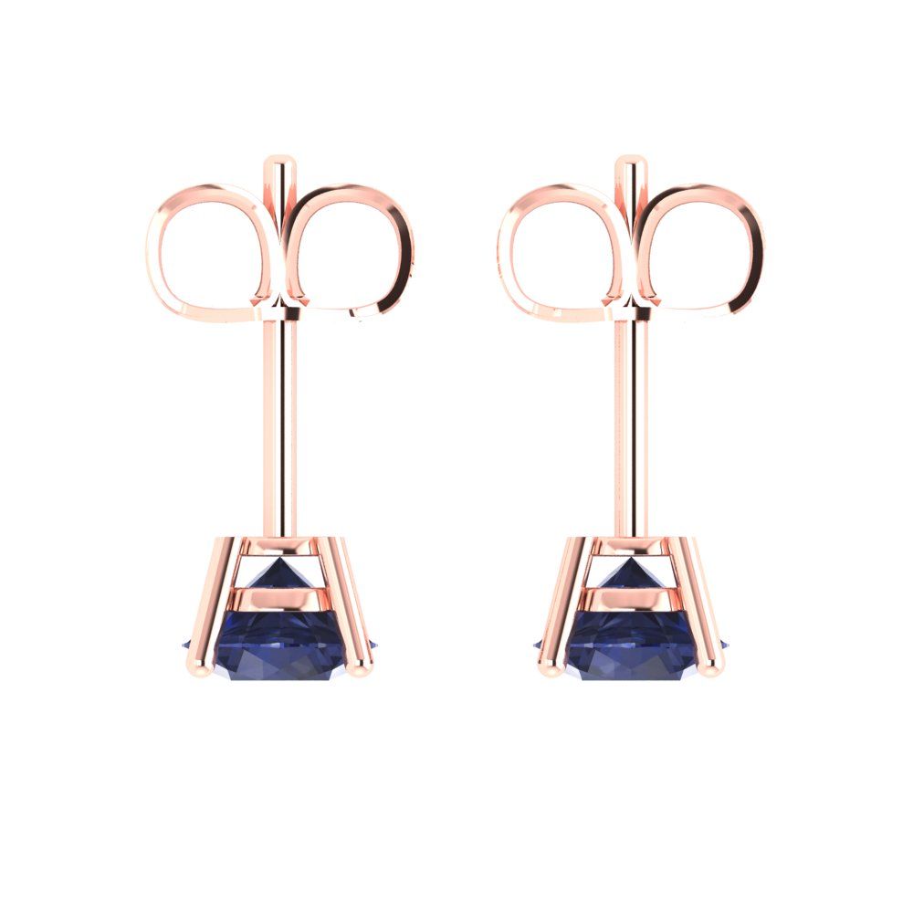 2cttw Round Cut Simulated Blue Sapphire Gold-Plated 925 Silver Push Back Stud Earrings