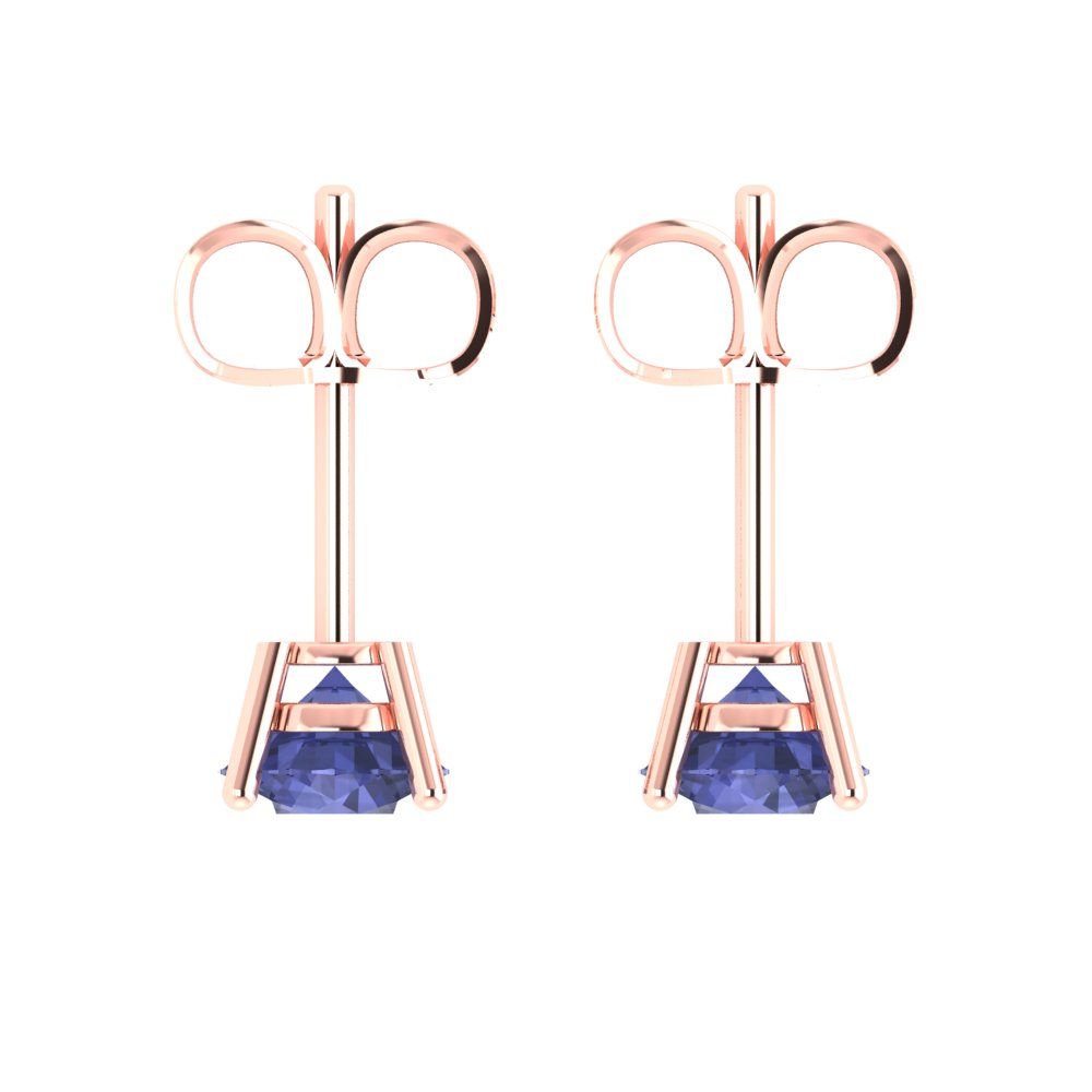 2cttw Round Cut Simulated Tanzanite Gold-Plated 925 Silver Push Back Stud Earrings
