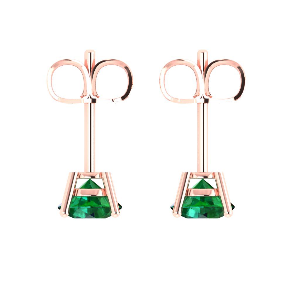 2cttw Round Cut Simulated Emerald Gold-Plated 925 Silver Push Back Stud Earrings