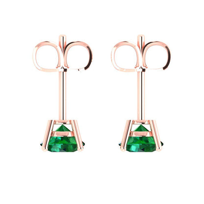 2cttw Round Cut Simulated Emerald Gold-Plated 925 Silver Push Back Stud Earrings