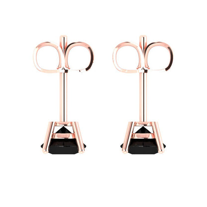 2cttw Round Cut Natural Onyx Gold-Plated 925 Silver Push Back Stud Earrings