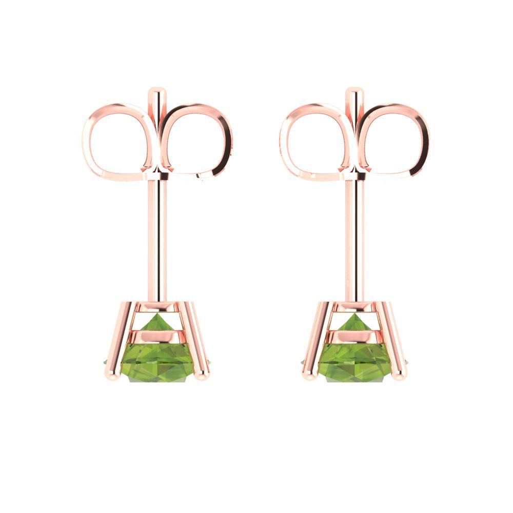 2cttw Round Cut Natural Peridot Gold-Plated 925 Silver Push Back Stud Earrings