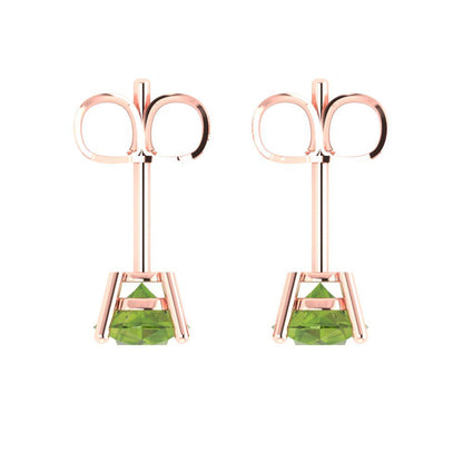 2cttw Round Cut Natural Peridot Gold-Plated 925 Silver Push Back Stud Earrings