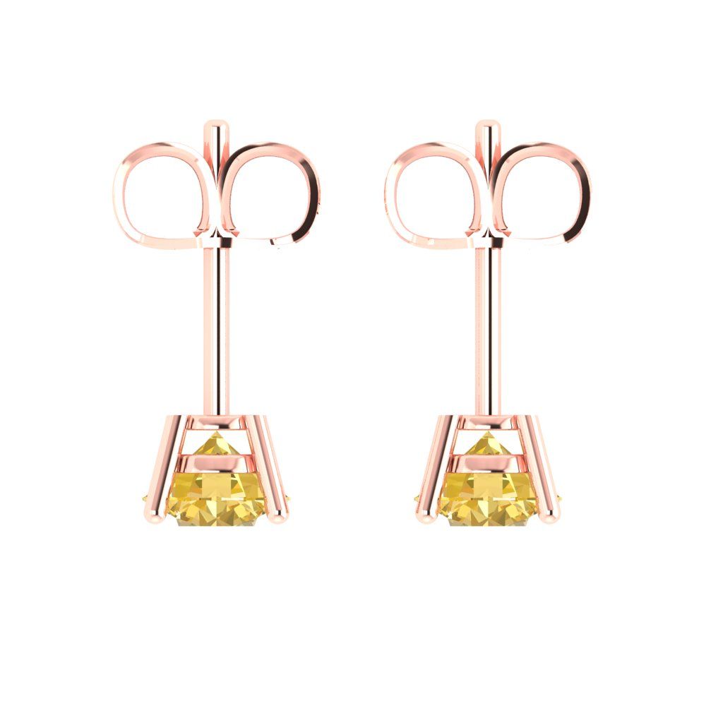 2cttw Round Cut Simulated Yellow Diamond Gold-Plated 925 Silver Push Back Stud Earrings