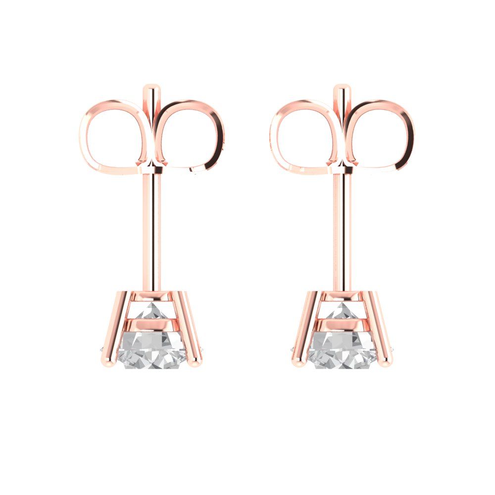 2 ctw Moissanite Studs Earrings | 6.5mm Round Cut White Gold Push Back | April Birthstone