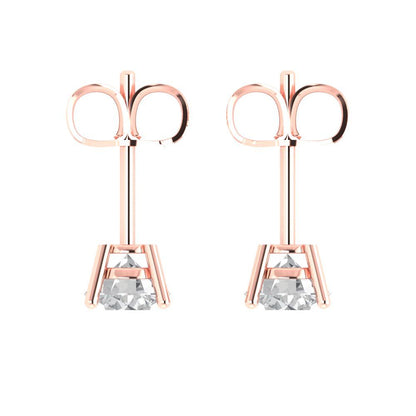 2 ctw Moissanite Studs Earrings | 6.5mm Round Cut White Gold Push Back | April Birthstone