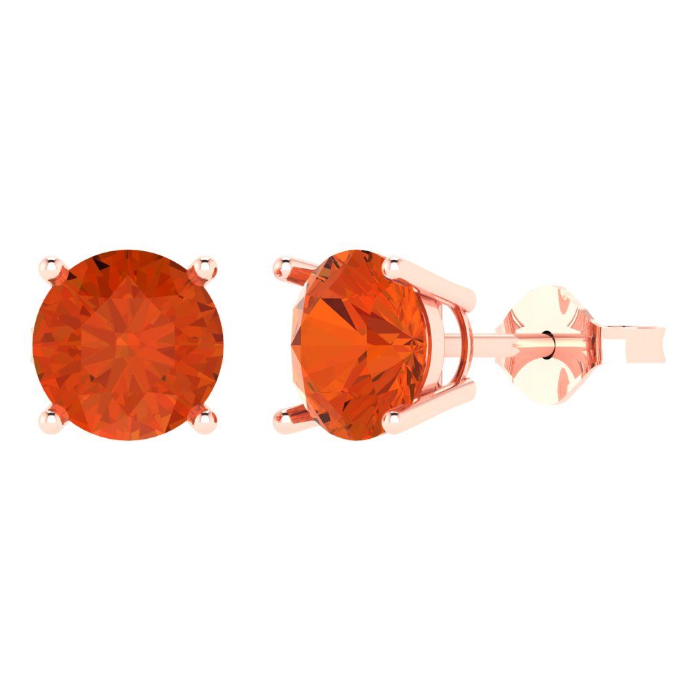 3cttw Round Cut Simulated Red Diamond Gold-Plated 925 Silver Push Back Stud Earrings