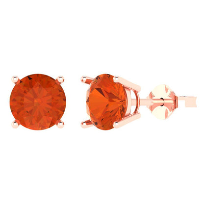 3cttw Round Cut Simulated Red Diamond Gold-Plated 925 Silver Push Back Stud Earrings