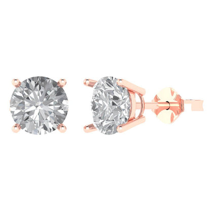 3cttw Round Cut Moissanite Gold-Plated 925 Silver Push Back Stud Earrings