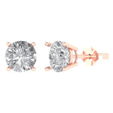 3.0 ct Brilliant Round Cut Solitaire Studs Natural Diamond Stone Clarity SI1-2 Color G-H Rose Gold Earrings Push back