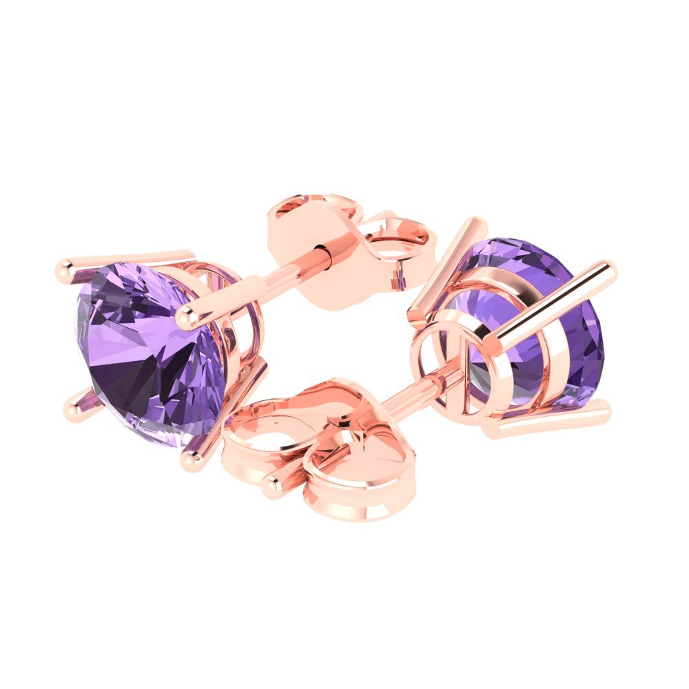 3 ctw Alexandrite Studs Earrings | 7.5mm Round Cut White Gold Push Back | June Birthstone