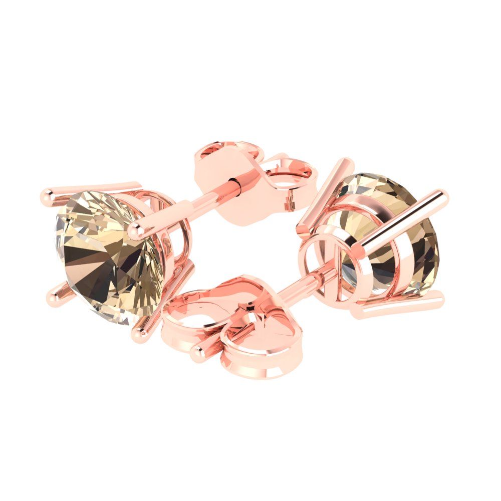 3 ctw Yellow Moissanite Studs Earrings | 7.5mm Round Cut White Gold Push Back | April Birthstone
