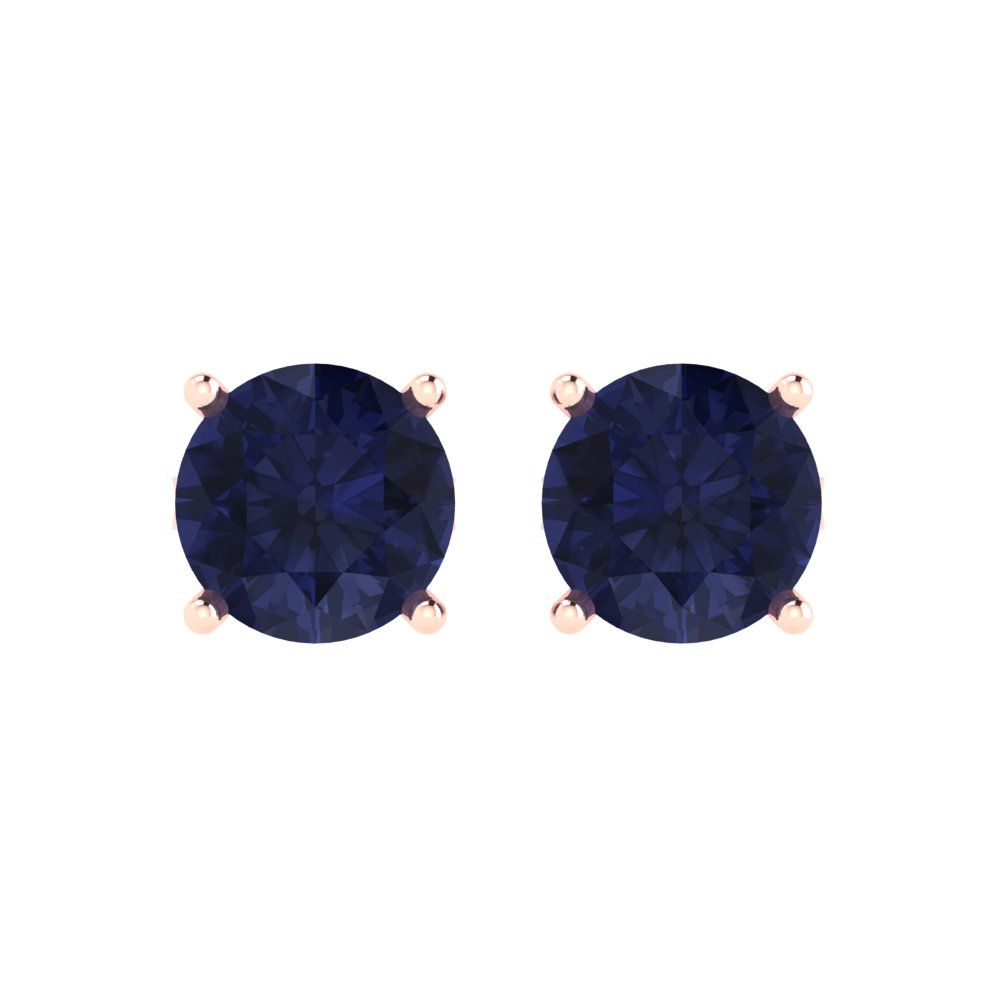 3cttw Round Cut Simulated Blue Sapphire Gold-Plated 925 Silver Push Back Stud Earrings