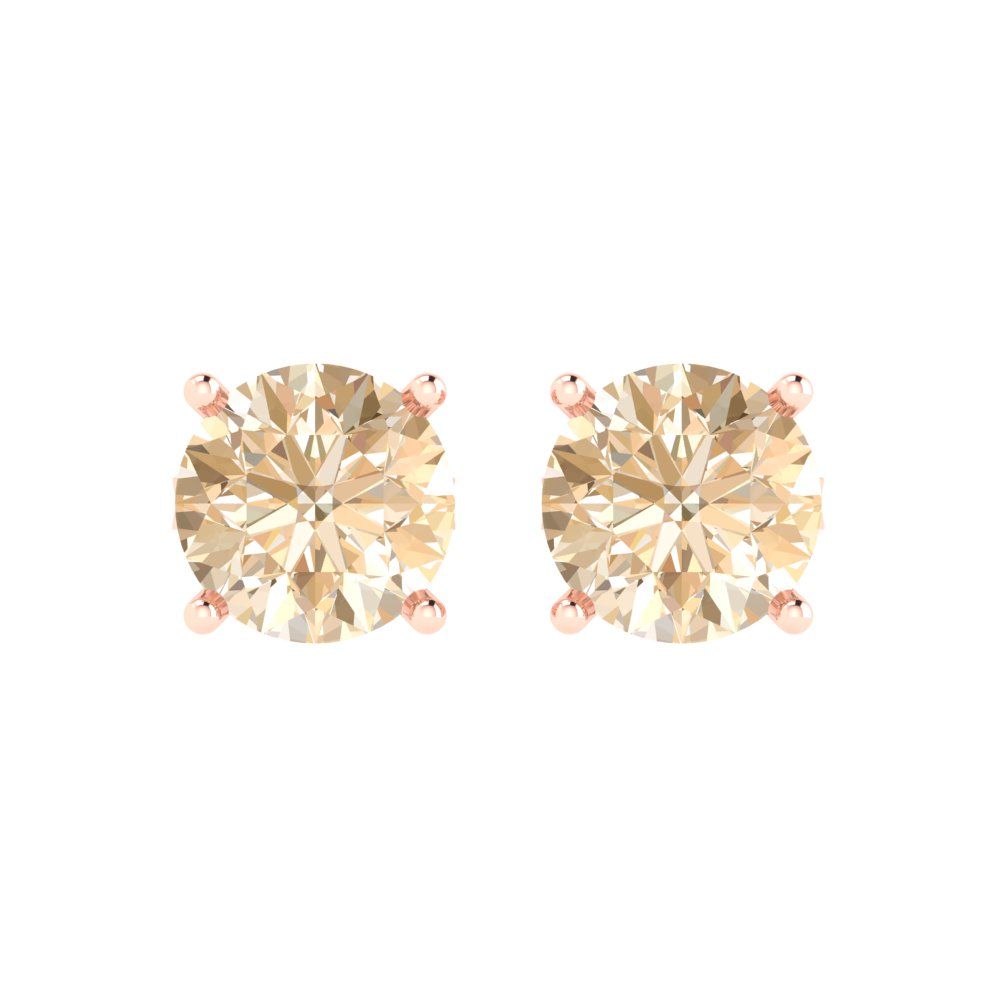 3 ctw Morganite Studs Earrings | 7.5mm Round Cut White Gold Push Back | February Birthstone