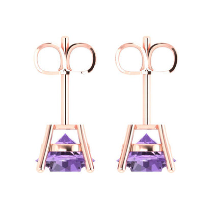 3 ctw Alexandrite Studs Earrings | 7.5mm Round Cut White Gold Push Back | June Birthstone