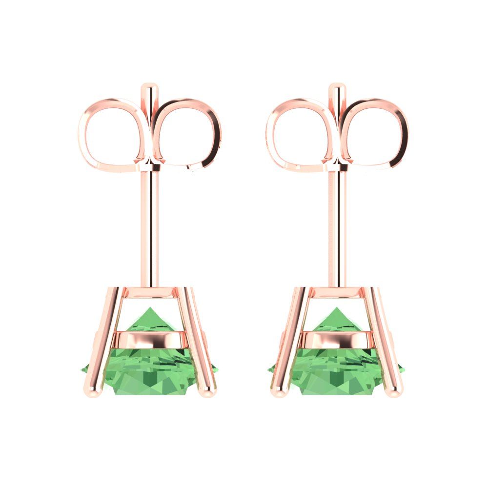 3cttw Round Cut Simulated Green Diamond Gold-Plated 925 Silver Push Back Stud Earrings