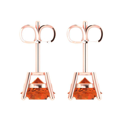3cttw Round Cut Simulated Red Diamond Gold-Plated 925 Silver Push Back Stud Earrings