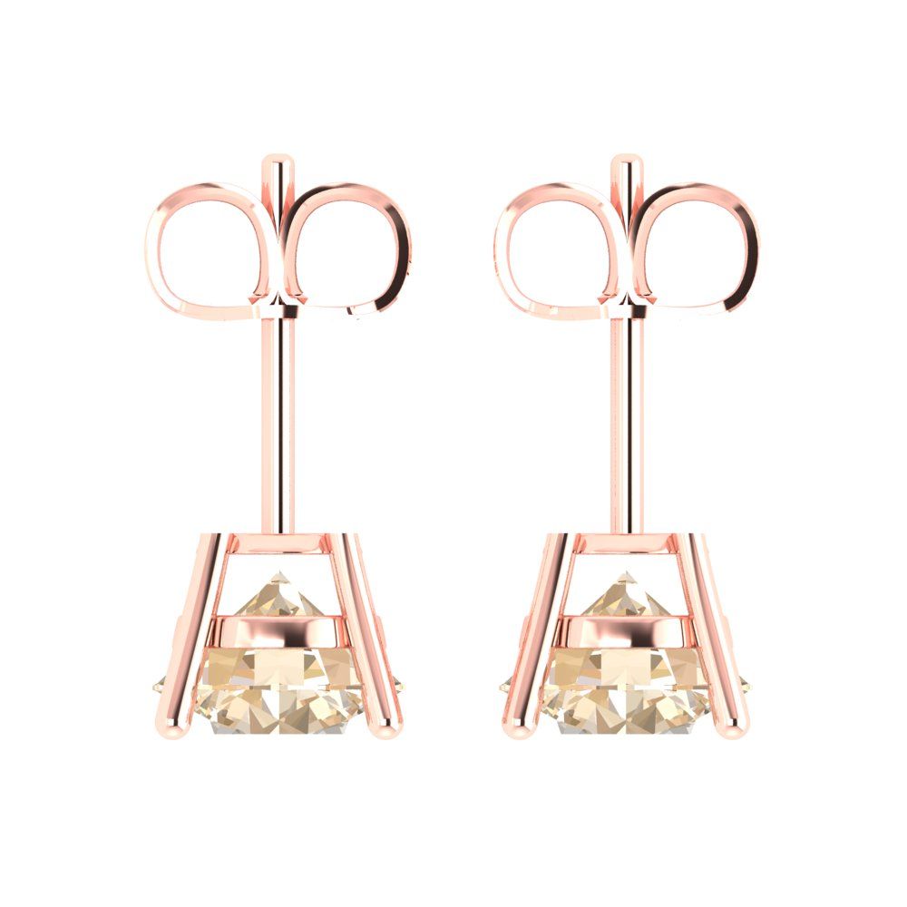 3cttw Round Cut Natural Morganite Gold-Plated 925 Silver Push Back Stud Earrings