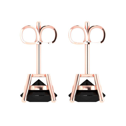 3cttw Round Cut Natural Onyx Gold-Plated 925 Silver Push Back Stud Earrings