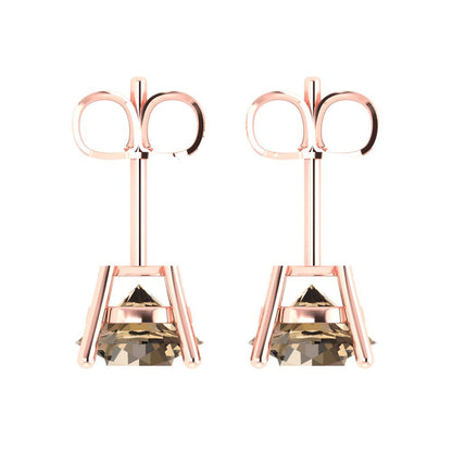 3cttw Round Cut Simulated Champagne Diamond Gold-Plated 925 Silver Push Back Stud Earrings