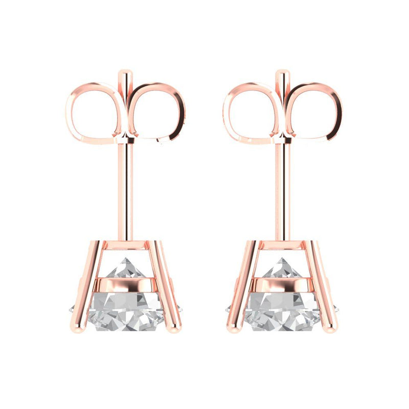 3.0 ct Brilliant Round Cut Solitaire Studs Natural Diamond Stone Clarity SI1-2 Color G-H Rose Gold Earrings Push back
