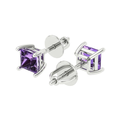 1.5cttw Alexandrite Gold-Plated 925 Silver Screw Back Stud Earrings