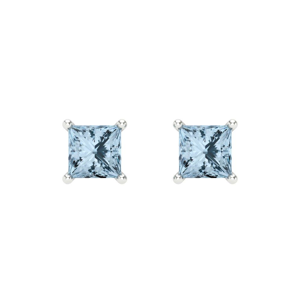 1.5cttw Aquamarine Gold-Plated 925 Silver Screw Back Stud Earrings