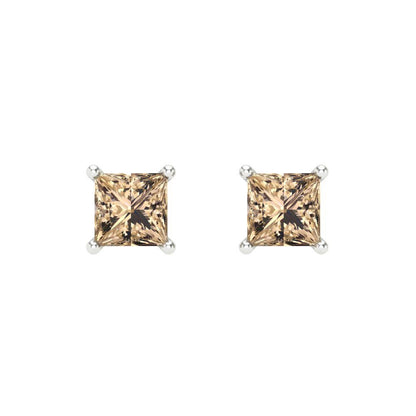 1.5 ctw Yellow Moissanite Studs Earrings | 5.0mm Princess Cut White Gold Screw back | April Birthstone