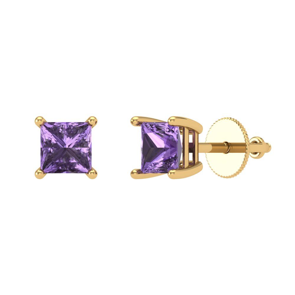 1.5cttw Alexandrite Gold-Plated 925 Silver Screw Back Stud Earrings