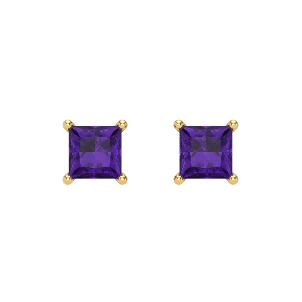 1.5cttw Amethyst Gold-Plated 925 Silver Screw Back Stud Earrings