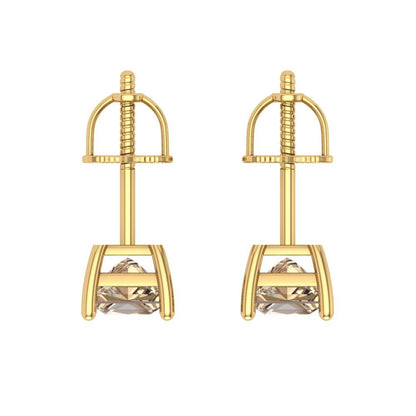 1.5 ctw Yellow Moissanite Studs Earrings | 5.0mm Princess Cut White Gold Screw back | April Birthstone