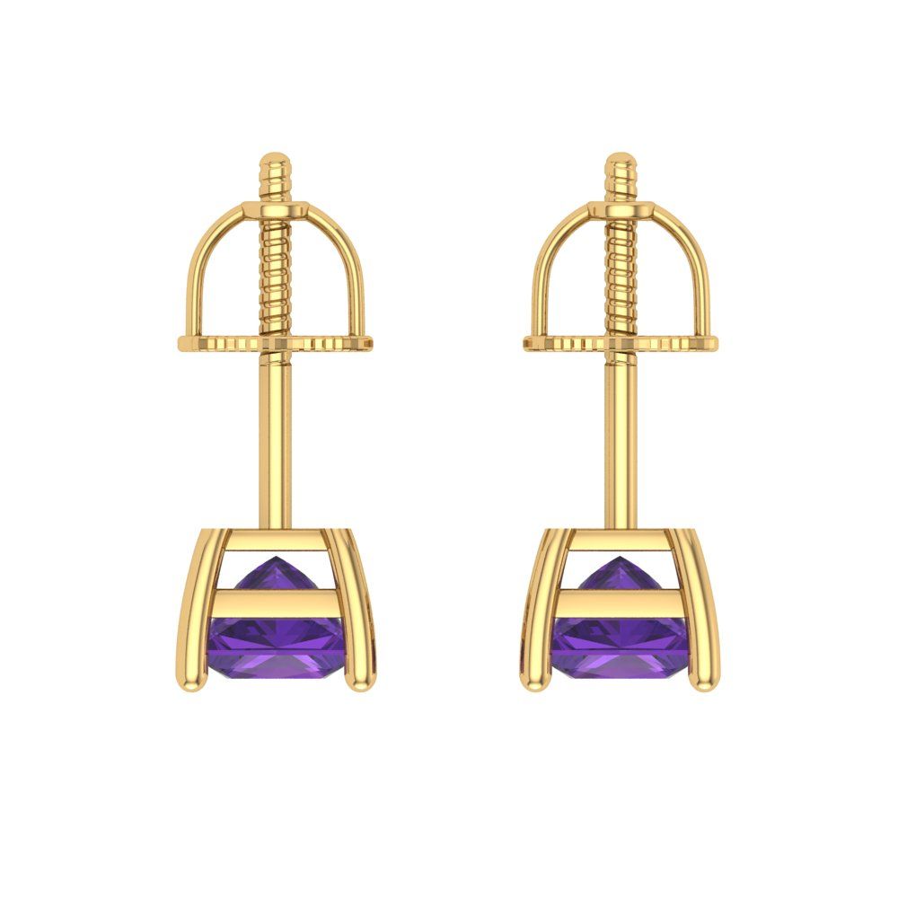 1.5cttw Amethyst Gold-Plated 925 Silver Screw Back Stud Earrings