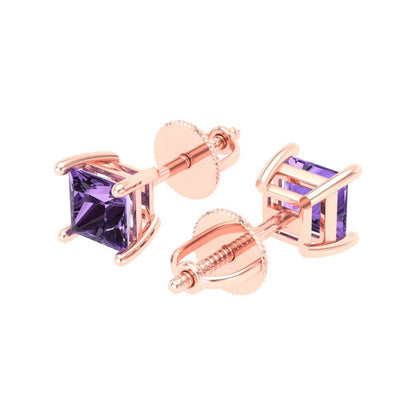 1.5cttw Alexandrite Gold-Plated 925 Silver Screw Back Stud Earrings