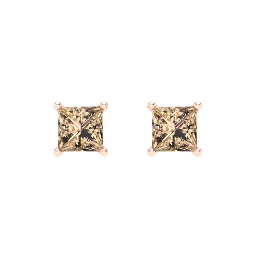 1.5 ctw Yellow Moissanite Studs Earrings | 5.0mm Princess Cut White Gold Screw back | April Birthstone