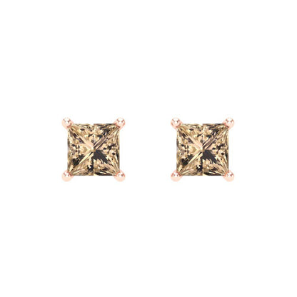 1.5 ctw Yellow Moissanite Studs Earrings | 5.0mm Princess Cut White Gold Screw back | April Birthstone