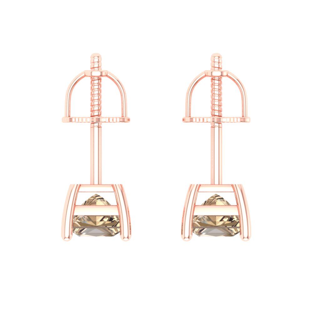1.5 ctw Yellow Moissanite Studs Earrings | 5.0mm Princess Cut White Gold Screw back | April Birthstone