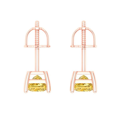 1.5 ctw Citrine Studs Earrings | 5.0mm Princess Cut White Gold Screw back | November Birthstone