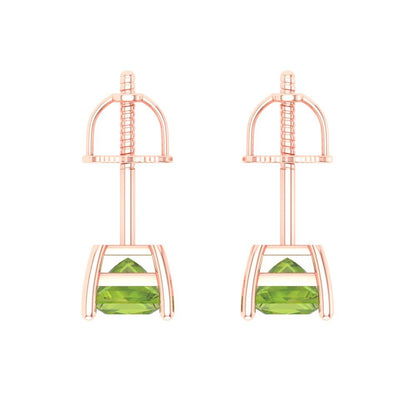 1.5 ctw Peridot Studs Earrings | 5.0mm Princess Cut White Gold Screw back | August Birthstone