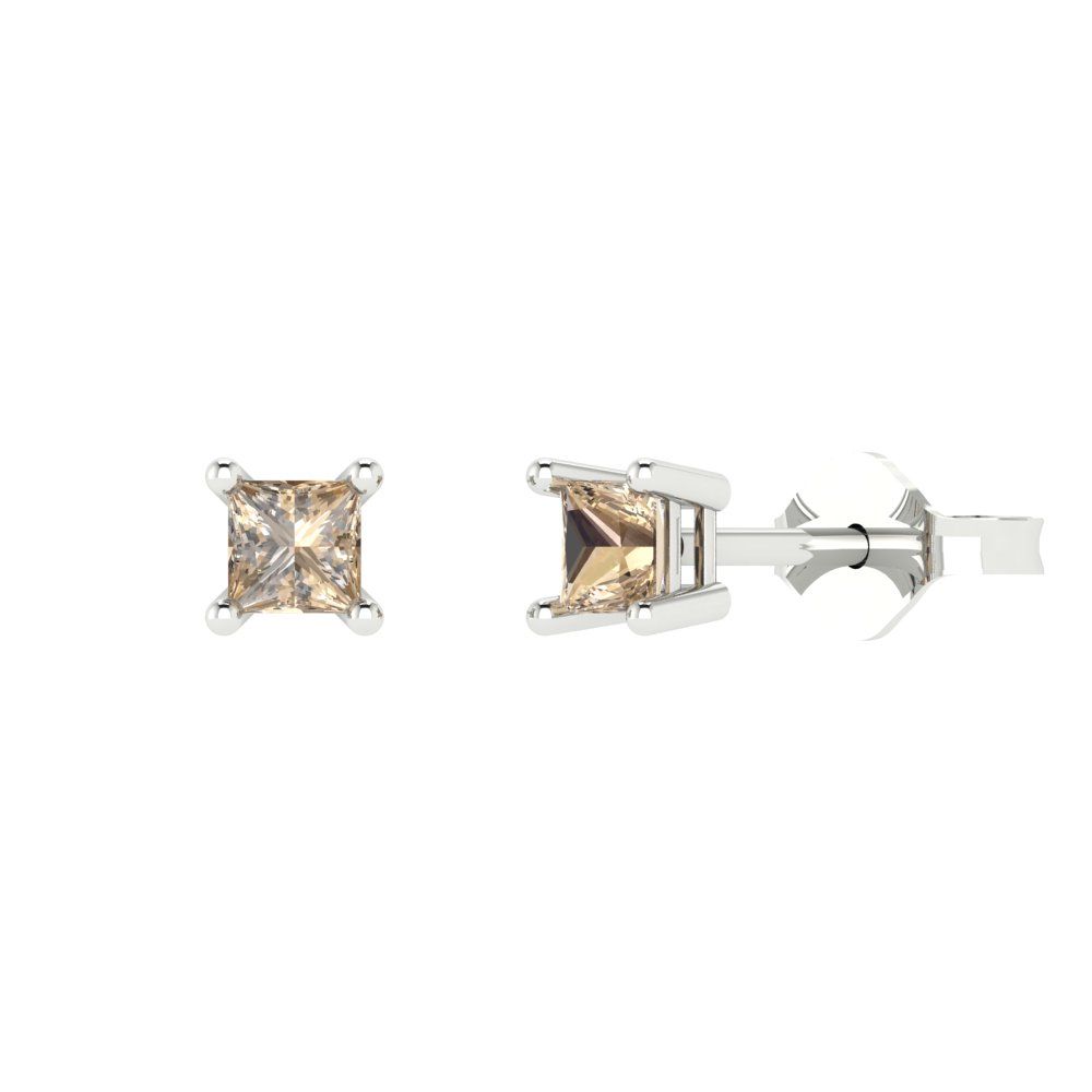 0.5cttw Princess Cut Yellow Moissanite Gold-Plated 925 Silver Push Back Stud Earrings