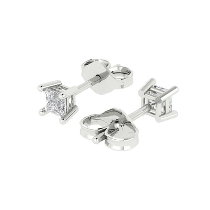 0.5cttw Princess Cut Moissanite Gold-Plated 925 Silver Push Back Stud Earrings