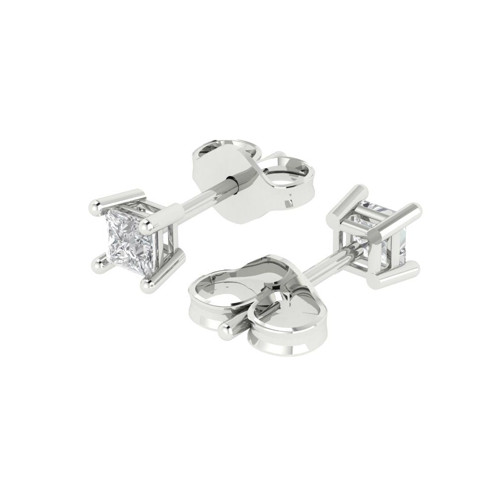 0.5cttw Princess Cut White Sapphire Gold-Plated 925 Silver Push Back Stud Earrings