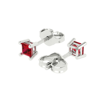 0.5cttw Princess Cut Simulated Pink Tourmaline Gold-Plated 925 Silver Push Back Stud Earrings