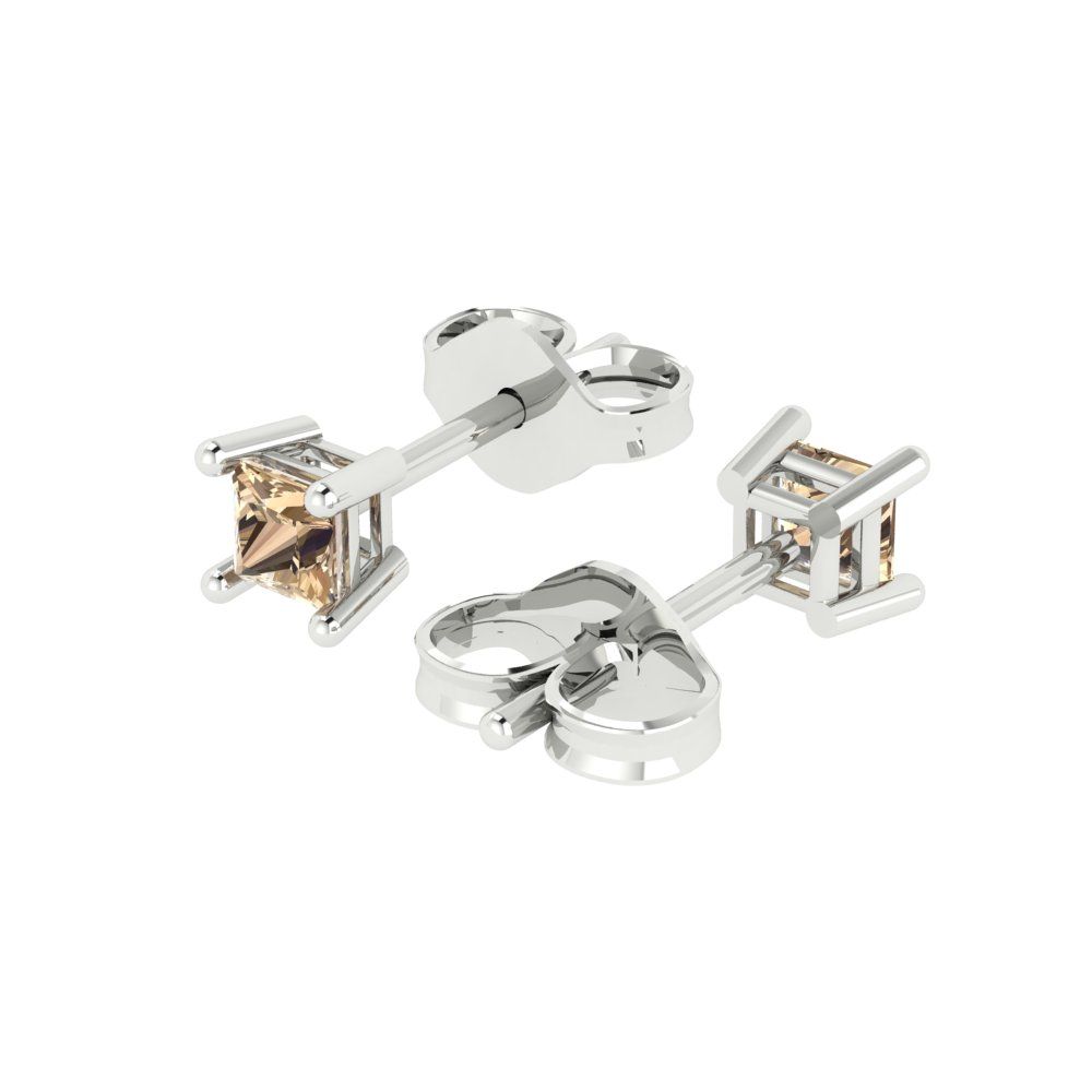 0.5cttw Princess Cut Yellow Moissanite Gold-Plated 925 Silver Push Back Stud Earrings