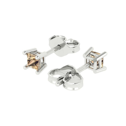 0.5cttw Princess Cut Yellow Moissanite Gold-Plated 925 Silver Push Back Stud Earrings