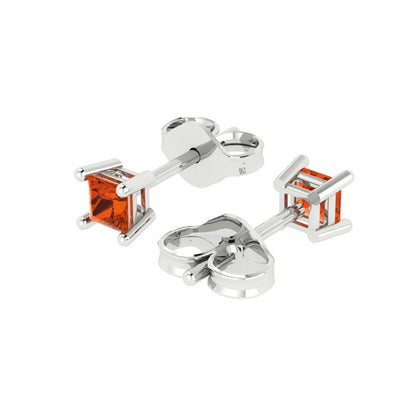 0.5cttw Princess Cut Simulated Red Diamond Gold-Plated 925 Silver Push Back Stud Earrings